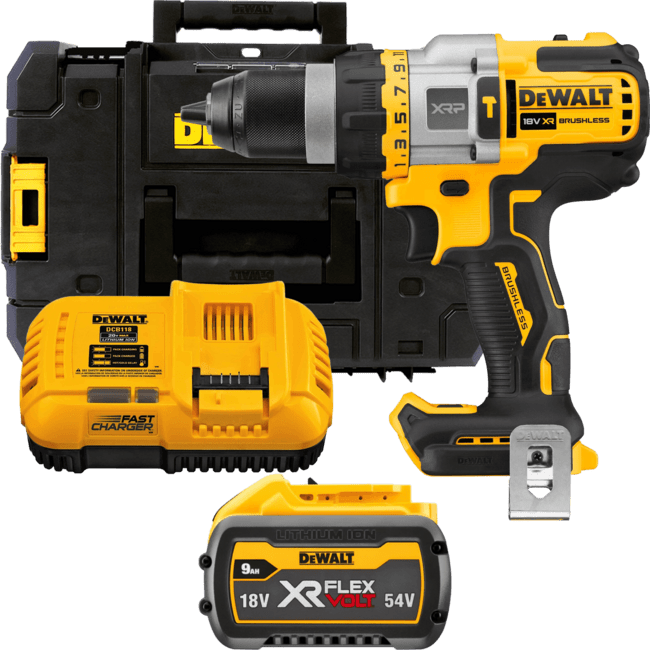 DEWALT 18V XR XRP Aku FLEXVOLT™ ADVANTAGE vŕtačka s príklepom, 1x 9,0 Ah FLEXVOLT™ DCD999X1-QW