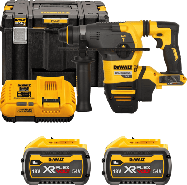 DEWALT 54V XR FLEXVOLT™ SDS-Plus 3,5 J aku kombinované kladivo, 2x 9,0 Ah DCH333X2-QW