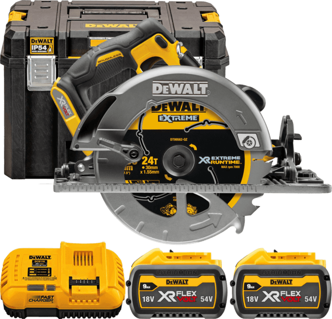 DEWALT 54V XR FLEXVOLT™ Aku kotúčová píla 190 x 30 mm, 2x 9,0 Ah DCS579X2-QW