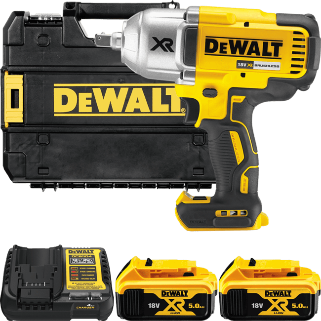 DEWALT 18V XR 1/2” Aku rázový uťahovák s poistným kolíkom, 2x 5,0 Ah DCF899P2-QW