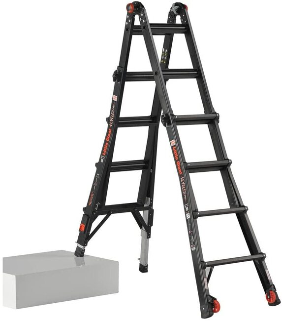 LittleGiant Hliníkový rebrík LEVELER PRO™, 4 x 4 kĺbový výsuvný s výškovo nastaviteľnými n