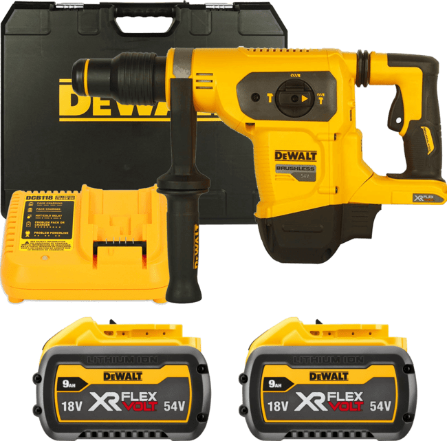 DEWALT 54V XR FLEXVOLT™ SDS-Max 6,1 J aku kombinované kladivo, 2x 9,0 Ah DCH481X2-QW