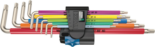 WERA Sada nerezových uhlových kľúčov TORX® Multicolour HF Stainless 1 XL, 9 dielna