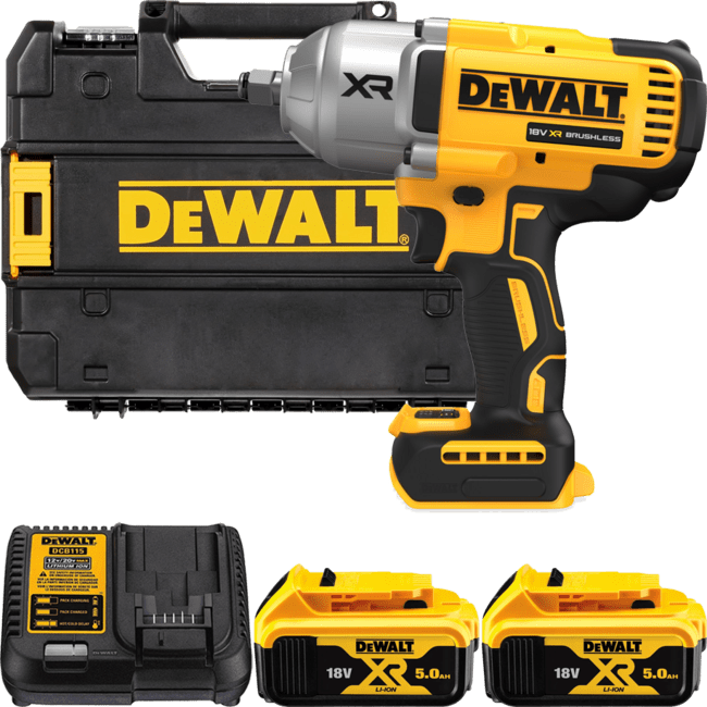 DEWALT 18V XR 1/2” Aku rázový uťahovák s poistným krúžkom, 2 x 5,0 Ah DCF900P2T-QW