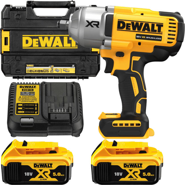 DEWALT 18V XR 1/2” Aku rázový uťahovák s poistným krúžkom, 2 x 5,0 Ah DCF900P2T-QW