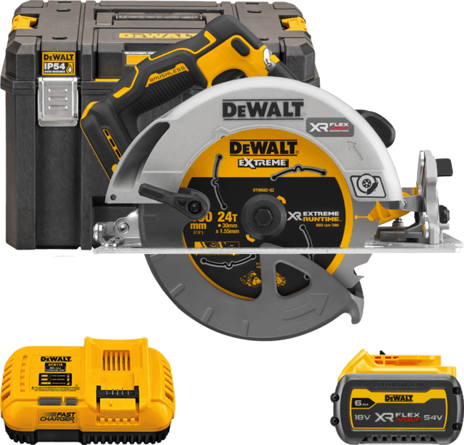 DEWALT 18V XR Aku kotúčová píla 190 mm FLEXVOLT™ ADVANTAGE, 1x 6,0 Ah FLEXVOLT™ DCS573T1-QW