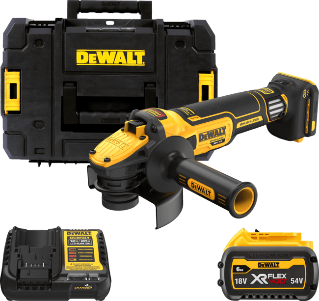 DEWALT 18V XR 125 mm aku uhlová brúska s reguláciou otáčok, 1x Aku 6,0 Ah DCG409VST1-QW