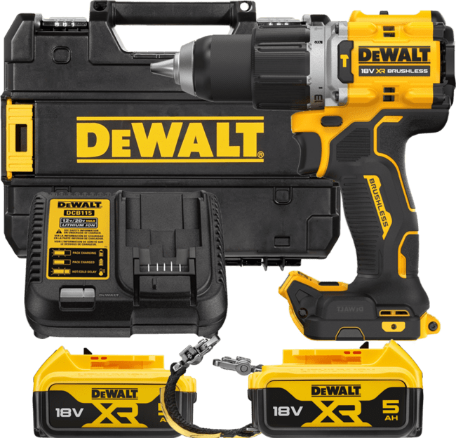 DEWALT 18V XR Aku príklepová vŕtačka LANYARD READY, 2x 5,0 Ah DCD805P2LRT-QW