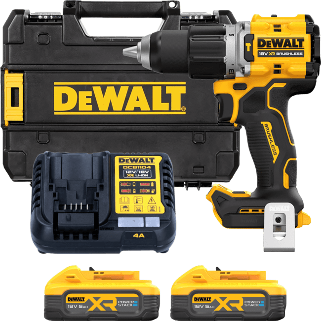 DEWALT 18V XR Aku vŕtačka s príklepom, 2x 5,0 Ah POWERSTACK™ DCD805H2T-QW