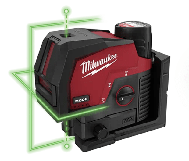 MILWAUKEE M12™ Kombinovaný krížový líniový-bodový laser - zelený M12CLLP-301C