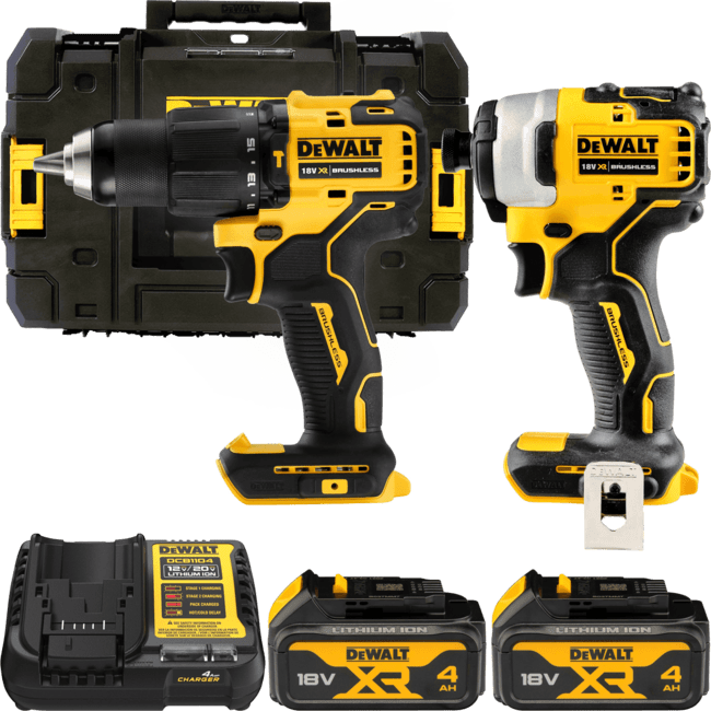 DEWALT 18V XR Aku sada vŕtačky DCD709 a rázového uťahováku DCF809 1/4&quot;, 2x 4,0 Ah DCK2062M2T-QW