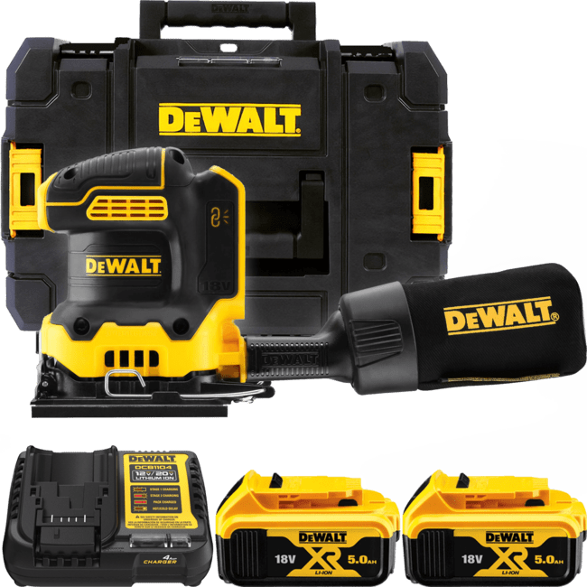 DEWALT 18V XR Aku vibračná brúska, 2x 5,0 Ah DCW200P2-QW