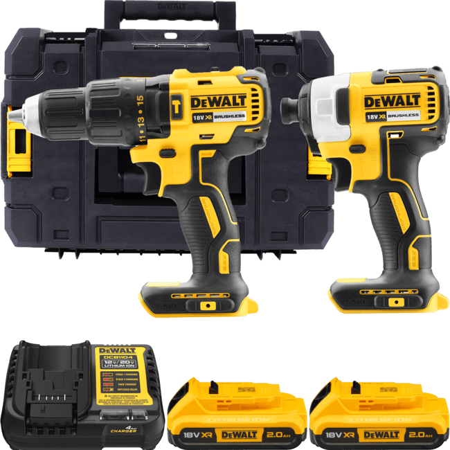 DEWALT 18V XR Aku sada vŕtačky DCD778 a rázový uťahovák 1/4” Hex DCF787, 2x 2,0 Ah DCK2060D2T-QW