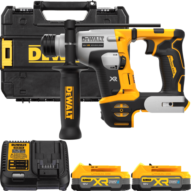 DEWALT 18V XR SDS-Plus 1,4 J aku vŕtacie kladivo, 2x 1,7 Ah POWERSTACK™ DCH172E2T-QW