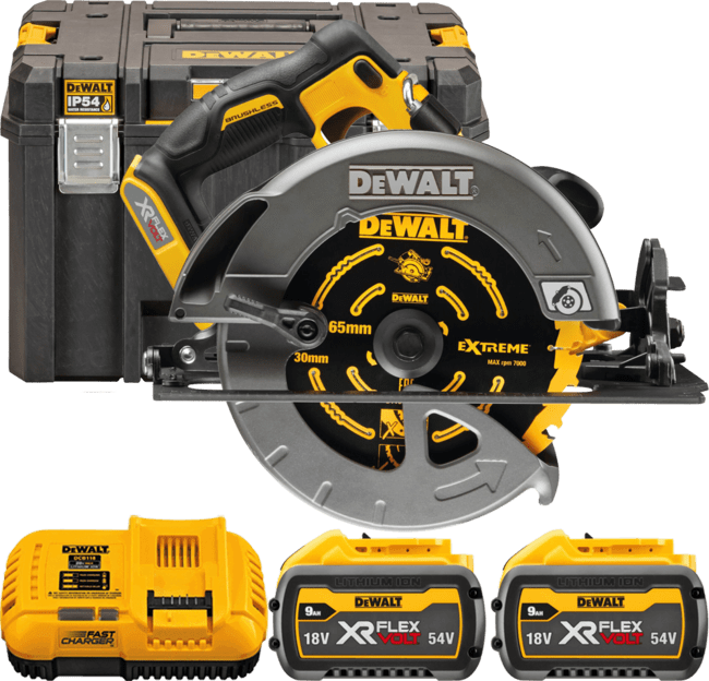 DEWALT 54V XR FLEXVOLT™ Aku kotúčová píla, kotúč 190 x 30 mm, 2x 9,0 Ah DCS578X2-QW