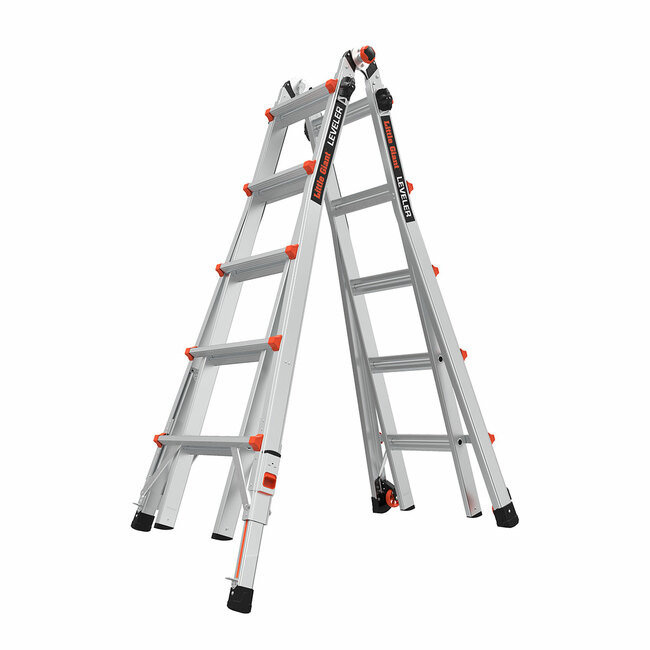 LittleGiant Hliníkový rebrík LEVELER™, 4 x 5 kĺbový výsuvný s výškovo nastaviteľnými noham