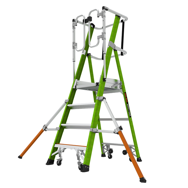 LittleGiant Sklolaminátový plošinový rebrík SAFETY CAGE 2.0™, 1 x 4