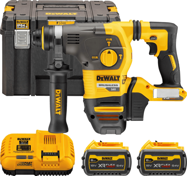 DEWALT 54V XR FLEXVOLT™ SDS-Plus 2,8 J aku kombinované kladivo, 2x 6,0 Ah DCH323T2-QW