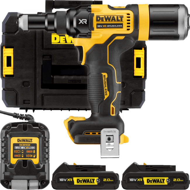 DEWALT 18V XR Aku nitovačka pre nity do 4,8 mm, 2x 2,0 Ah DCF403D2GT-QW