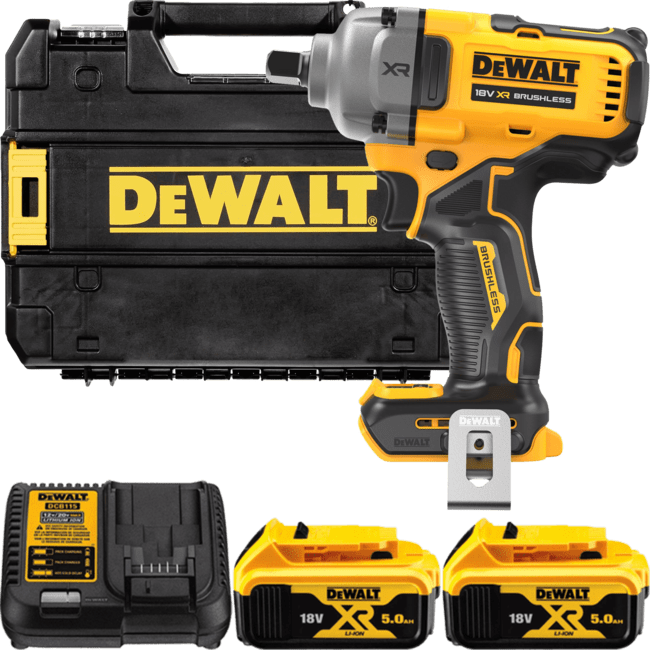 DEWALT 18V XR 1/2” Aku rázový uťahovák s poistnou guličkou, 2x 5,0 Ah DCF892P2T-QW