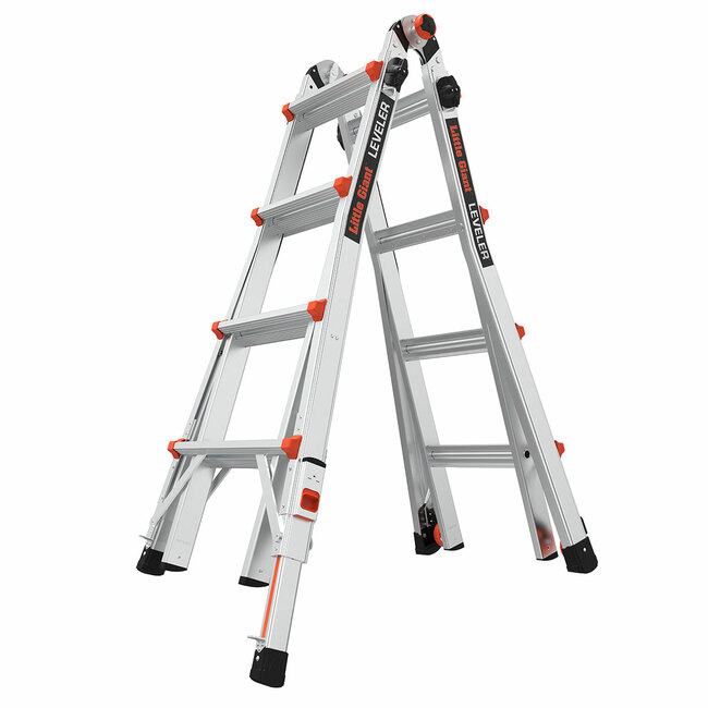 LittleGiant Hliníkový rebrík LEVELER™, 4 x 4 kĺbový výsuvný s výškovo nastaviteľnými noham