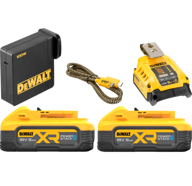 DEWALT USB-C nabíjací kit, 2x 5.0 Ah POWERSTACK™ DCB094H2-QW