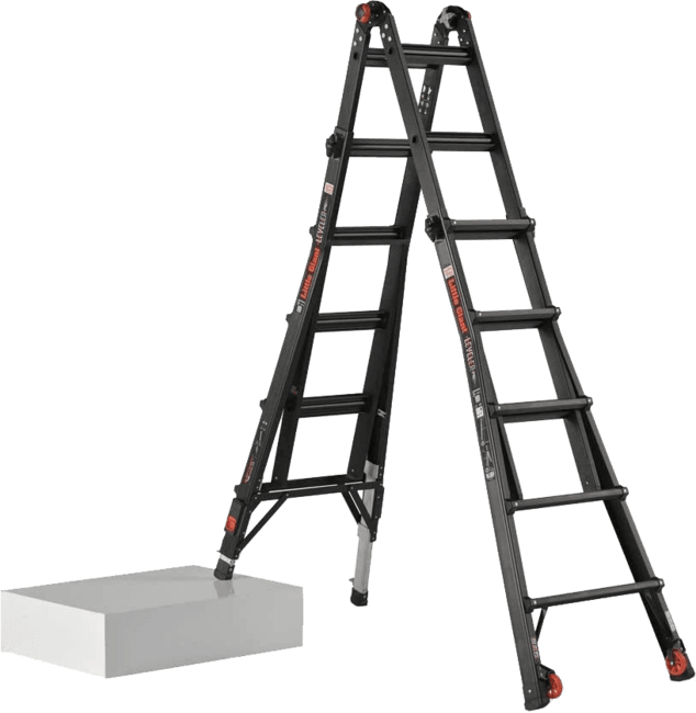 LittleGiant Hliníkový rebrík LEVELER PRO™, 4 x 5 kĺbový výsuvný s výškovo nastaviteľnými n