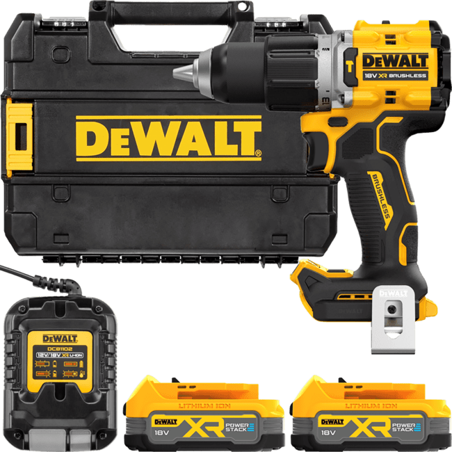 DEWALT 18V XR Aku vŕtačka s príklepom, 2x 1,7 Ah POWERSTACK™ DCD805E2T-QW