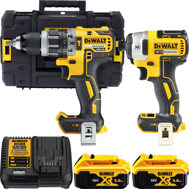 DEWALT 18V XR Aku sada vŕtačky DCD796 a rázového uťahováku DCF887 1/4&quot;, 2x 5,0 Ah DCK266P2-QW