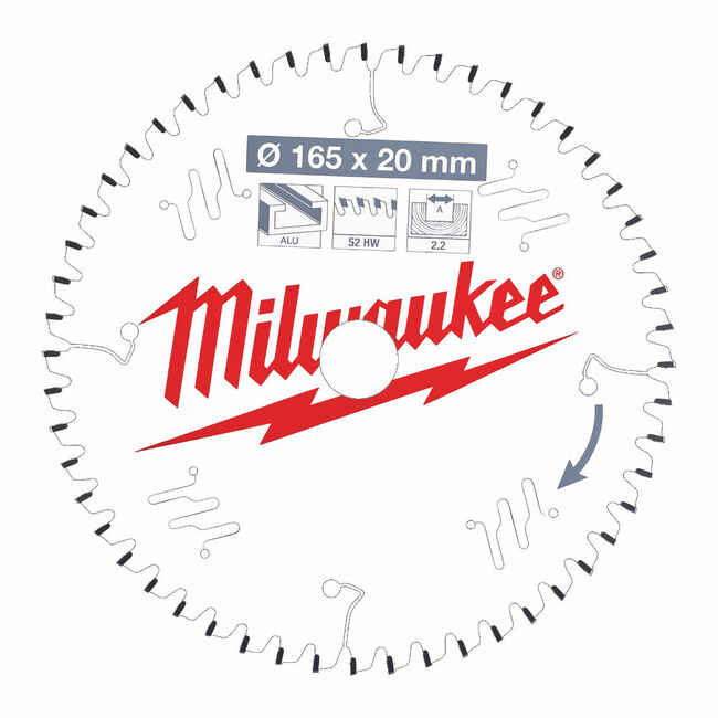 MILWAUKEE Pílový kotúč hliník 165X20X2.2X52TF NEG.