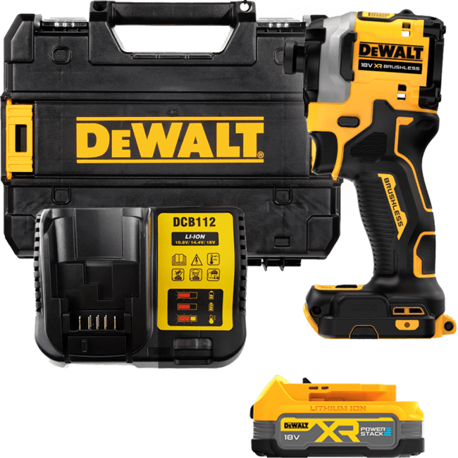 DEWALT 18V XR 1/4” Hex aku rázový uťahovák,1x 1,7 Ah POWERSTACK™ DCF850E1T-QW