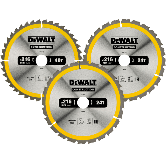 DEWALT Sada pílových kotúčov Construction 216x30mm 24Z a 40Z DT1962-QZ