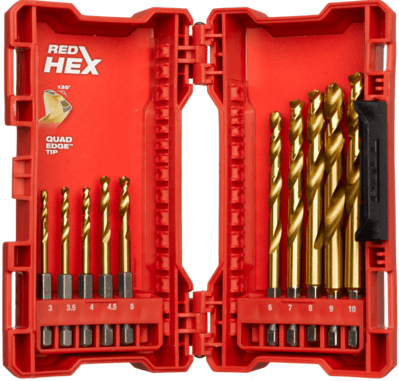 Sada vrtákov do kovu RED HEX SHOCKWAVE™ HSS-G TiN O 10 ks